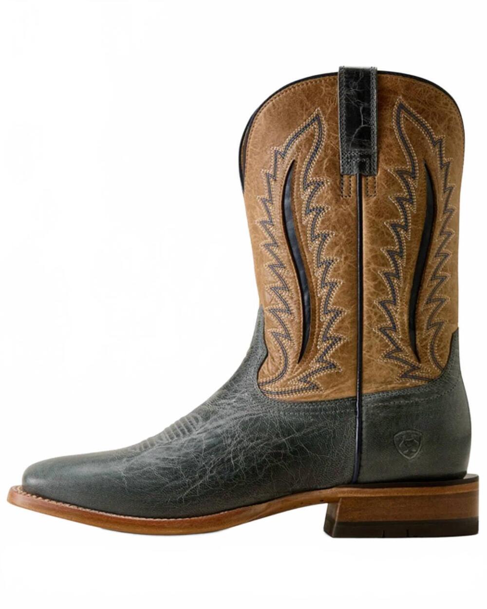 NEW ARIAT men's gage wide square toe cowboy boot in foggy skies|golden cream